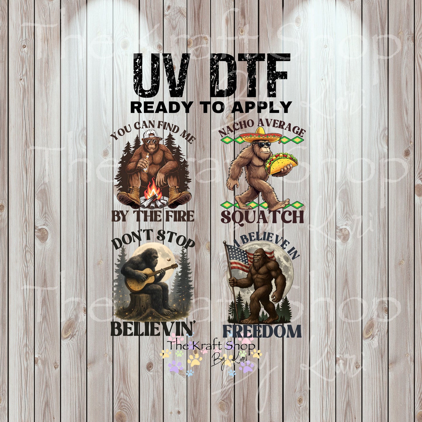 UV DTF Sticker print. Bigfoot sasquatch bundle image permanent sticker tumbler decal  #4522