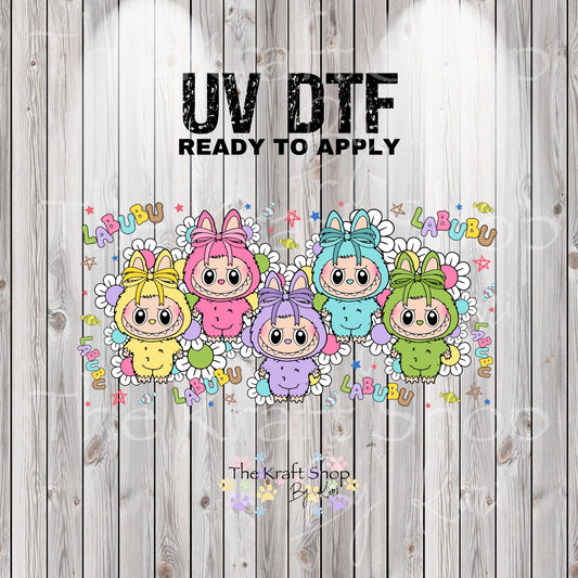 UV DTF Sticker print. La bu  glass can decal, tumbler decal, permanent sticker. UV wrap for glass can tumbler. #5355