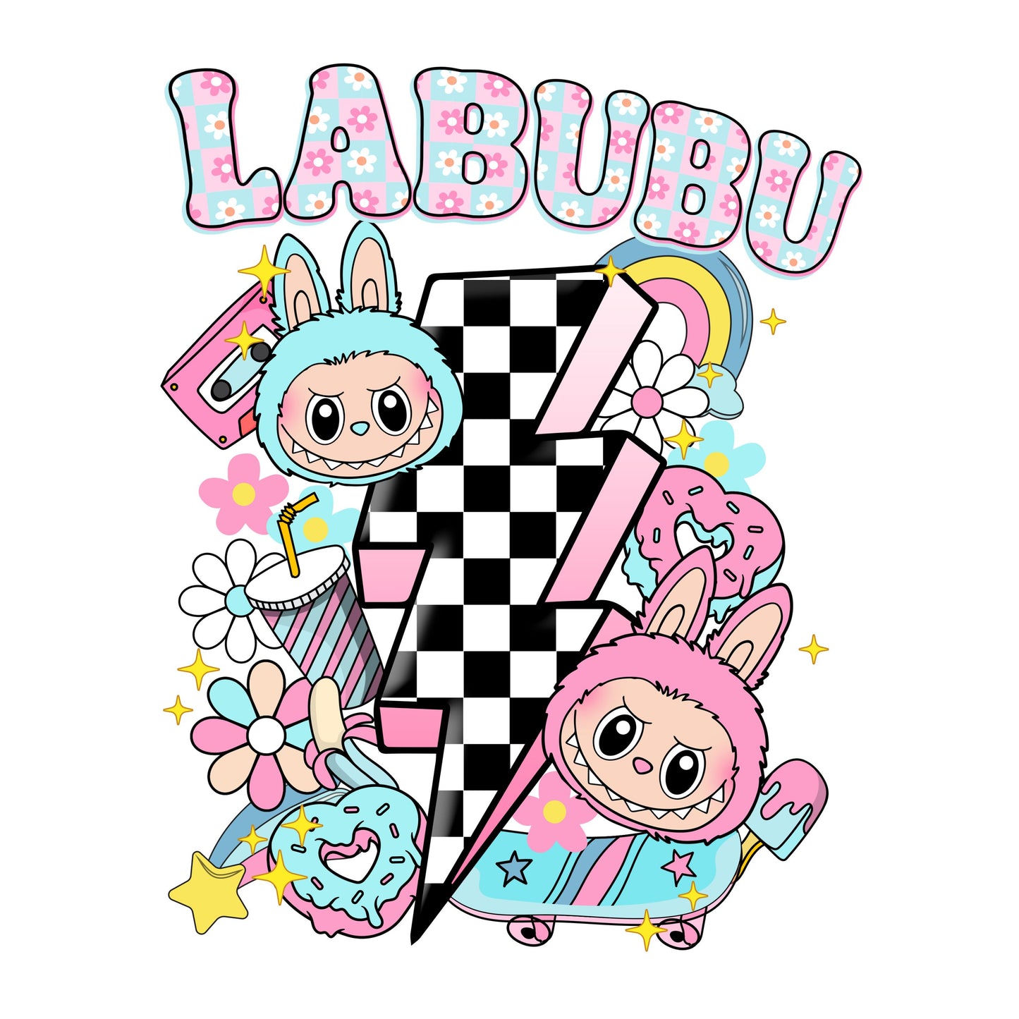 UV DTF Sticker print. La bu lightening bolt decal, tumbler decal, permanent sticker tumbler. #10298