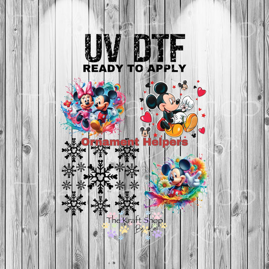 UV DTF Sticker print Ornament Helpers Mick Minn Set of 4 decal, tumbler decal. UV wrap for glass can #7384