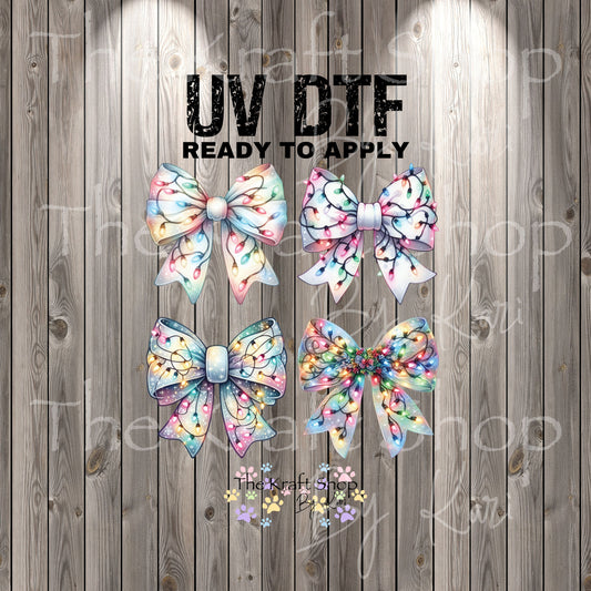 UV DTF Sticker print. Christmas Light Bow Bundle element bundle of decals, tumbler decal. #7387