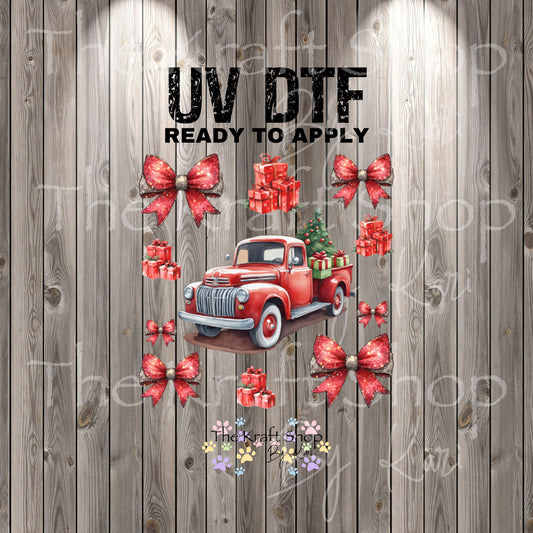 UV DTF Sticker print. Christmas Red Truck Bundle element bundle of decals, tumbler decal. #7389