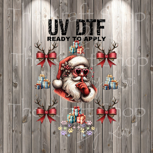 UV DTF Sticker print. Cool Santa Shhh Bundle element bundle of decals, tumbler decal. #7390