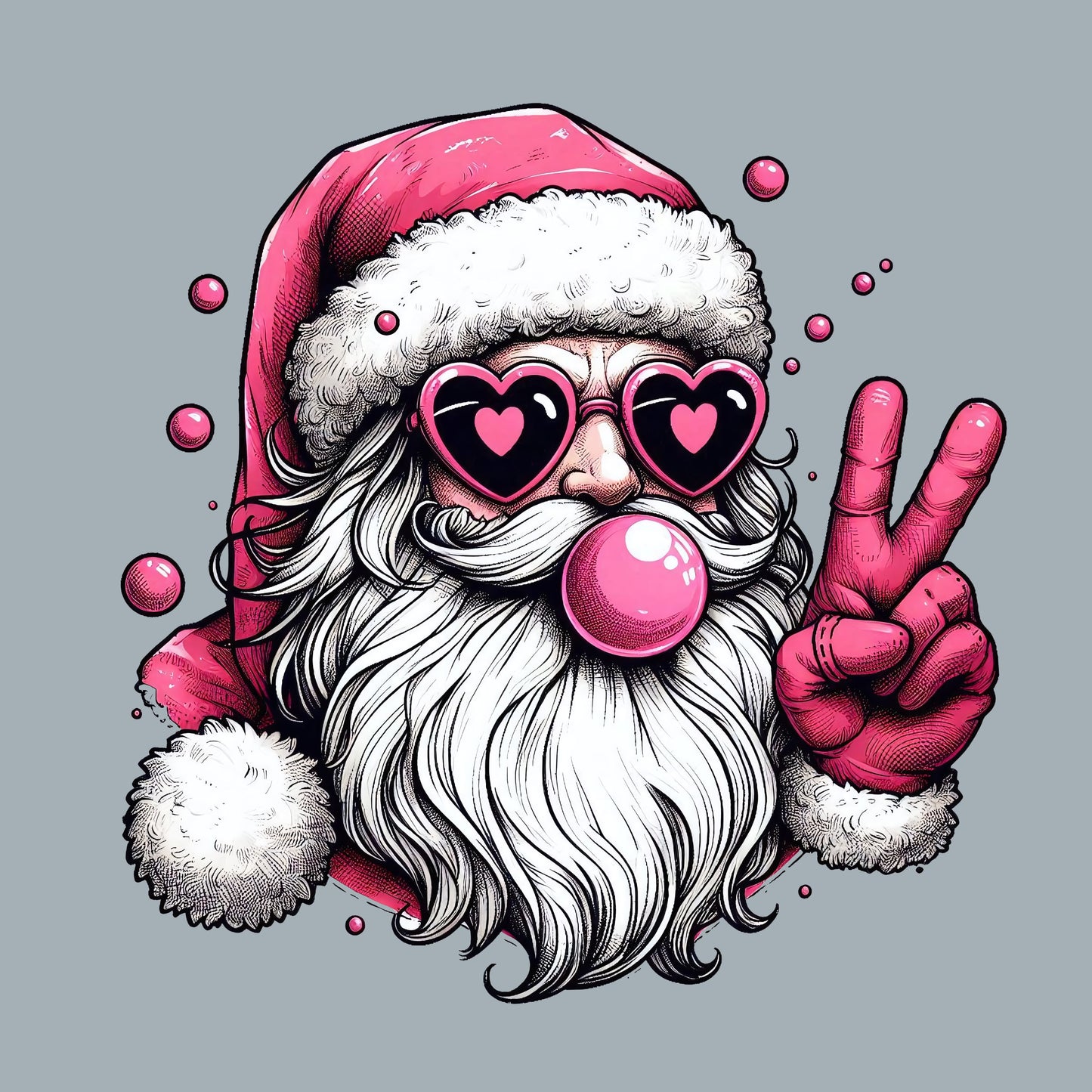 UV DTF Sticker print Retro Santa Peace Sign decal, tumbler decal, permanent sticker. Uv wrap for glass can tumbler. #7391