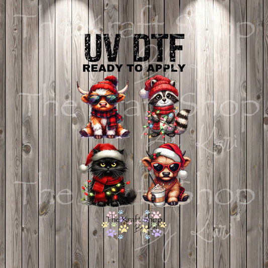 UV DTF Sticker print. Christmas Animal Bundle element bundle of decals, tumbler decal. #7392