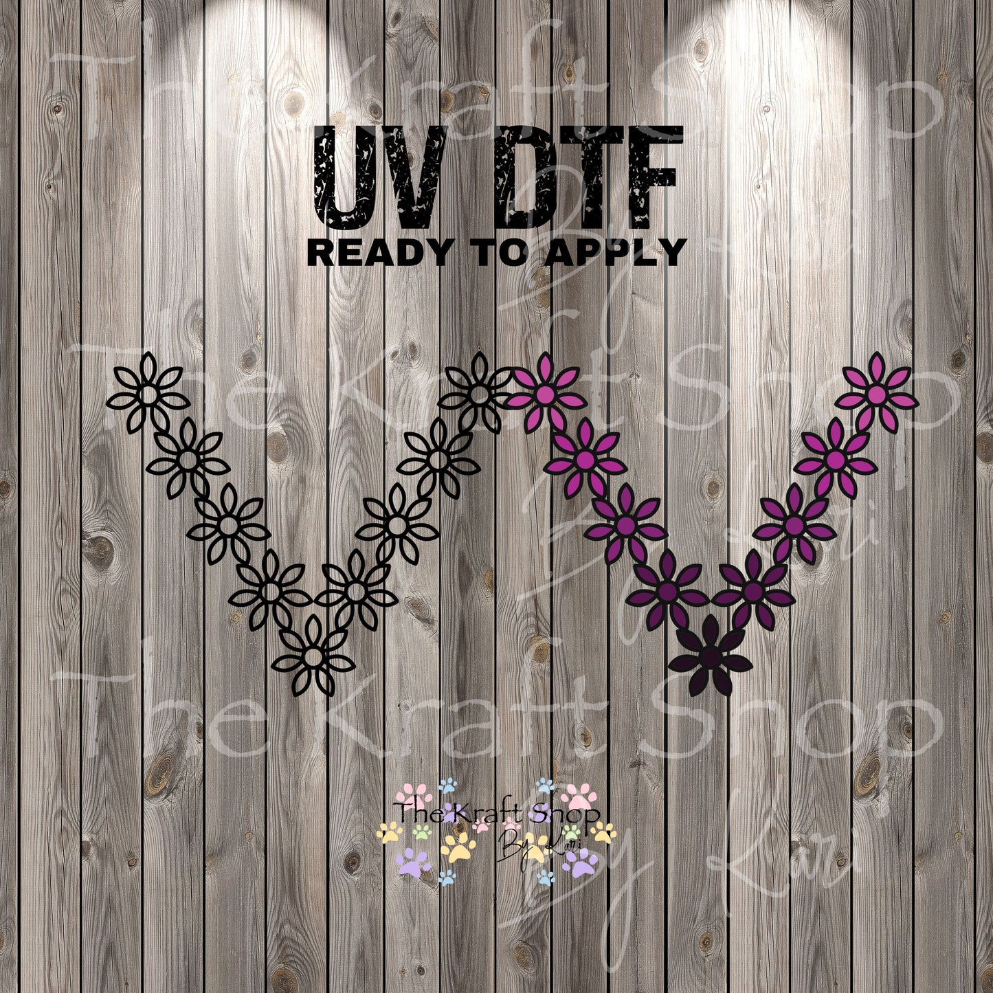 UV DTF Sticker print. Black Line flower v split helper tumbler decal. Permanent sticker  #7395