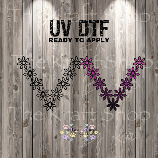 UV DTF Sticker print. Black Line flower v split helper tumbler decal. Permanent sticker  #7395