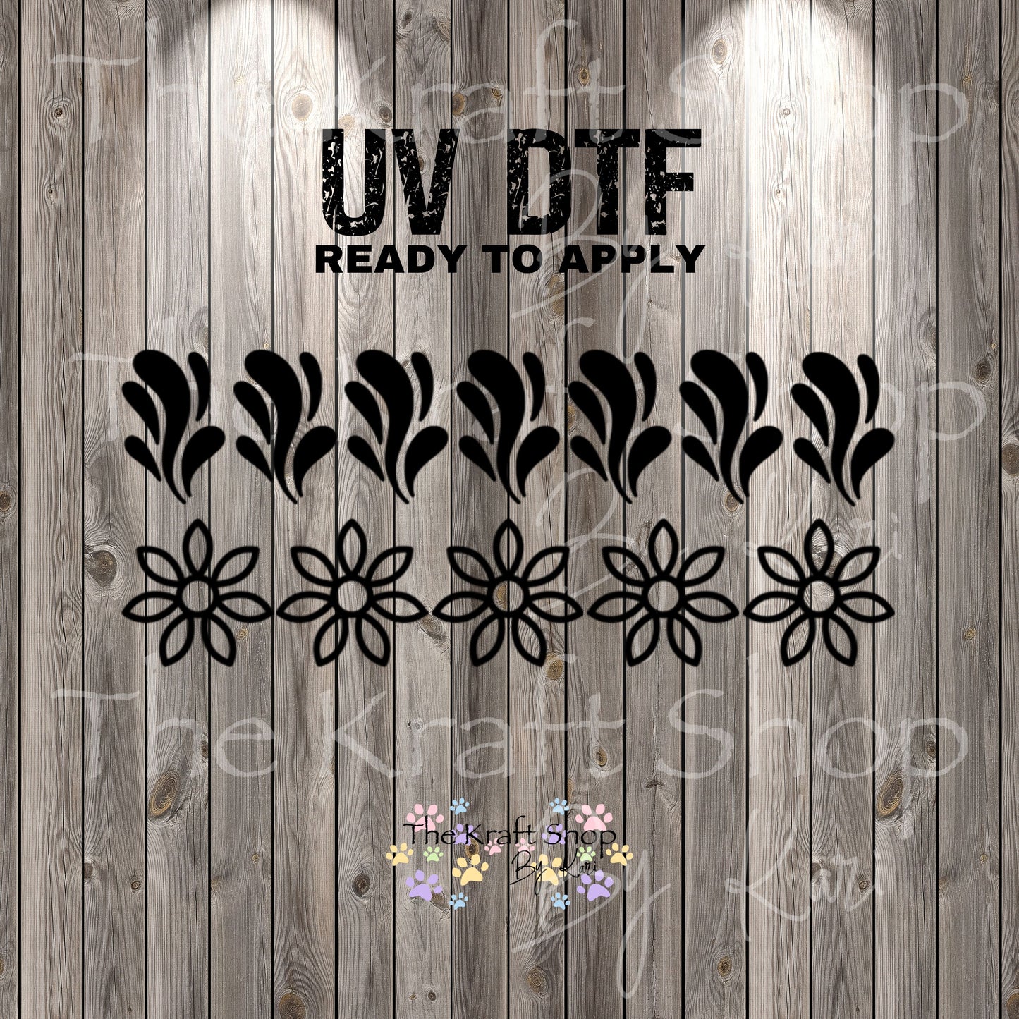 UV DTF Sticker print. Raindrop And Flower border bundle tumbler helper tumbler decal. Permanent sticker  #7397