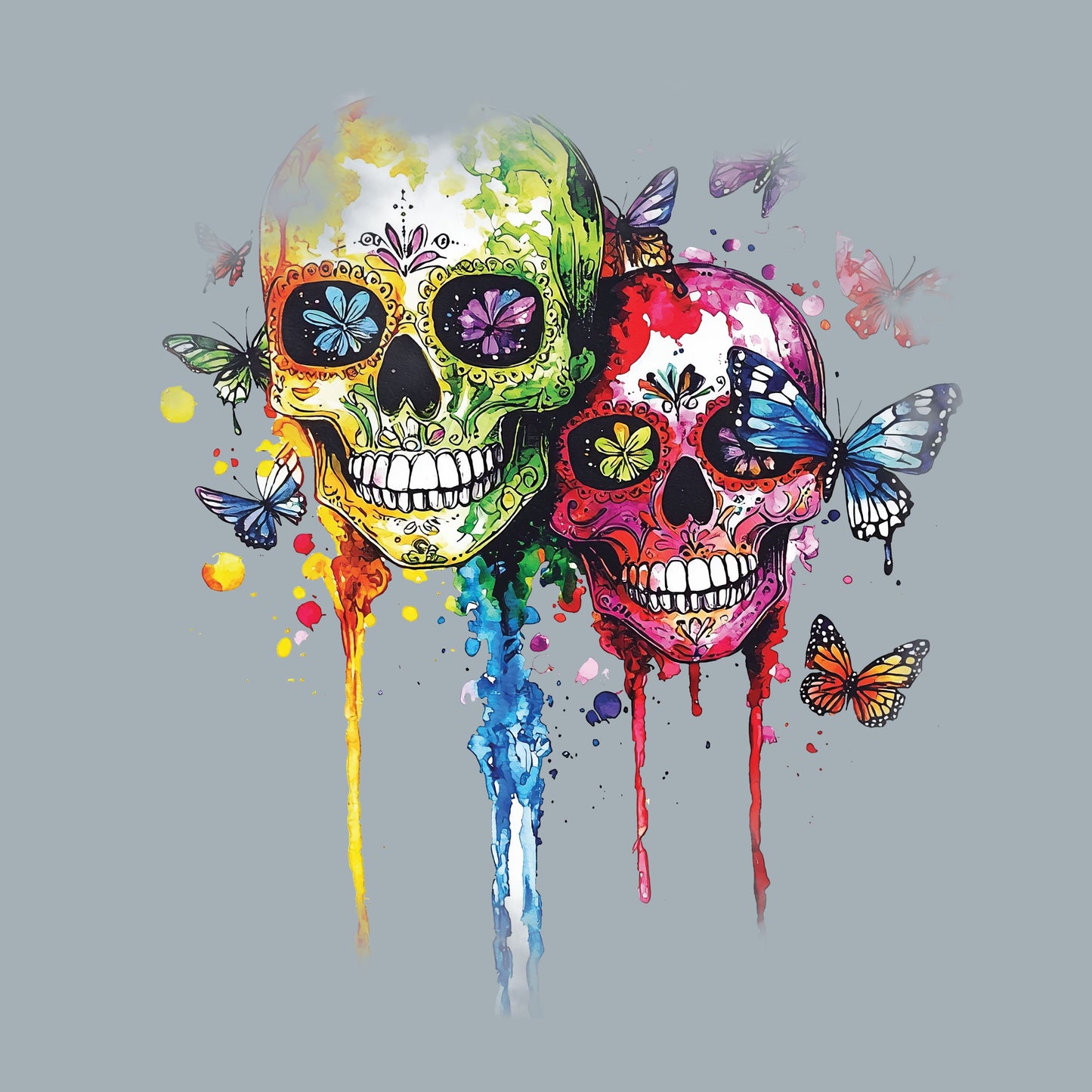 UV DTF Sticker print Watercolor Skull decal, tumbler decal, permanent sticker. Uv wrap for glass can tumbler. #10321