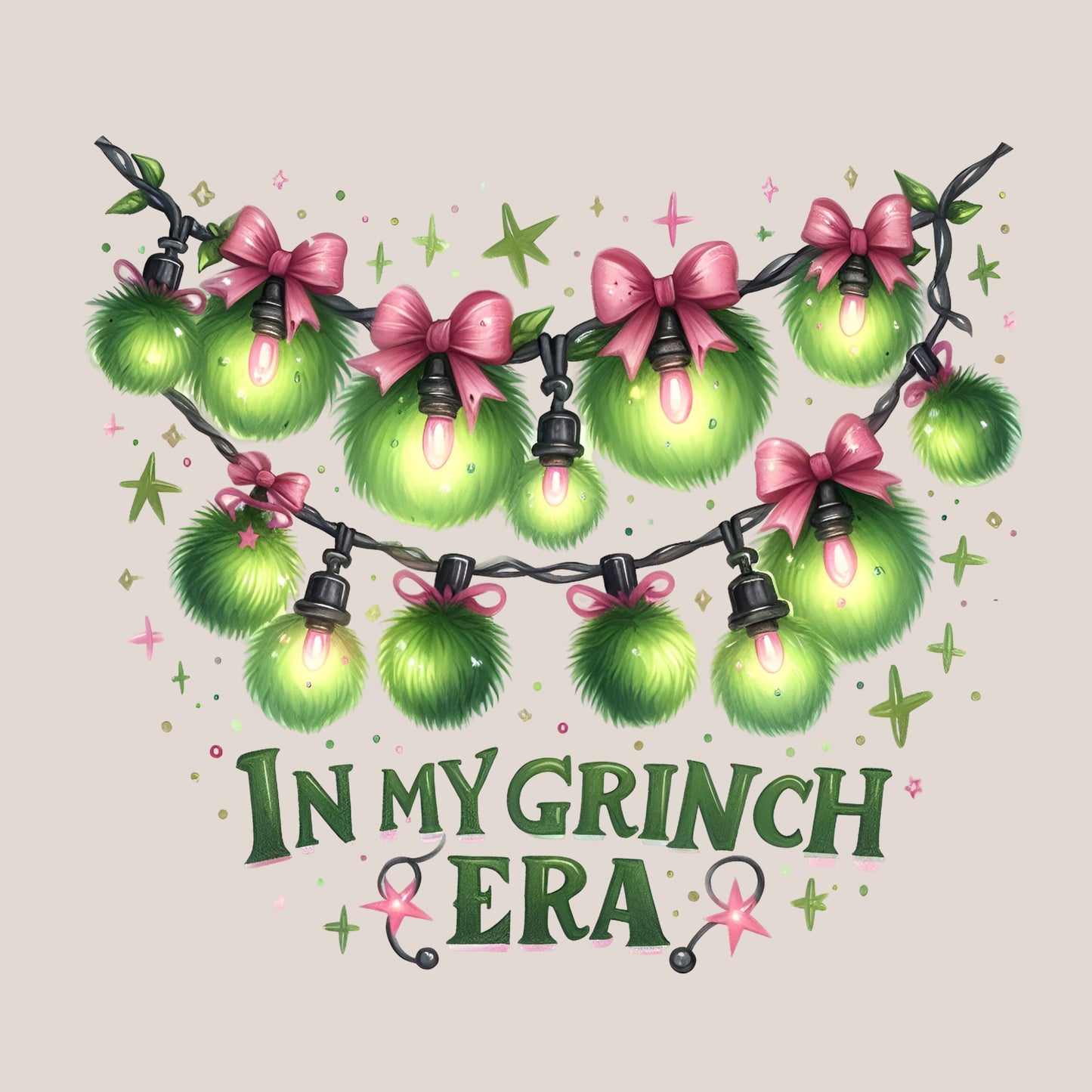 UV DTF Sticker print In My Grin era Hanging Lights Christmas decal, tumbler decal, permanent sticker. Uv wrap for glass can tumbler. #7400