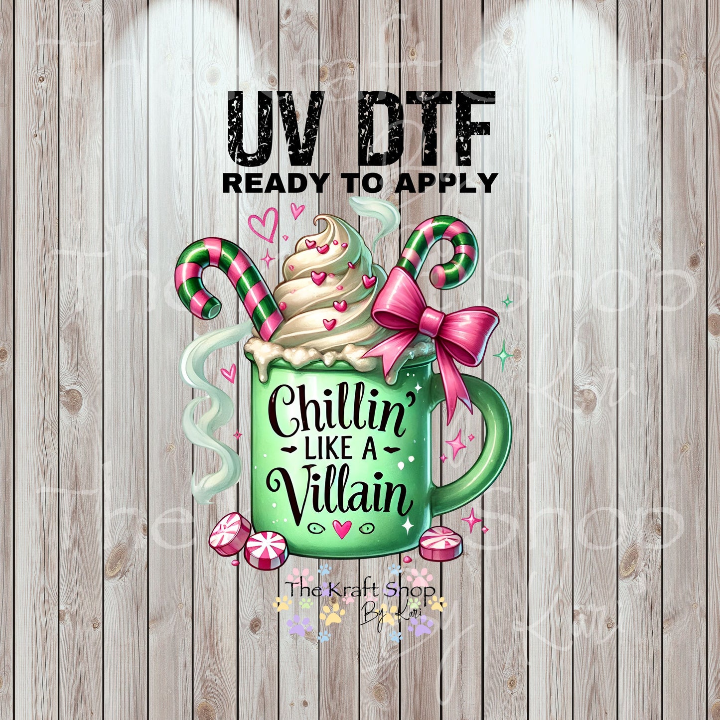 UV DTF Sticker print Chillin' like a villian Christmas decal, tumbler decal, permanent sticker. Uv wrap for glass can tumbler. #7401