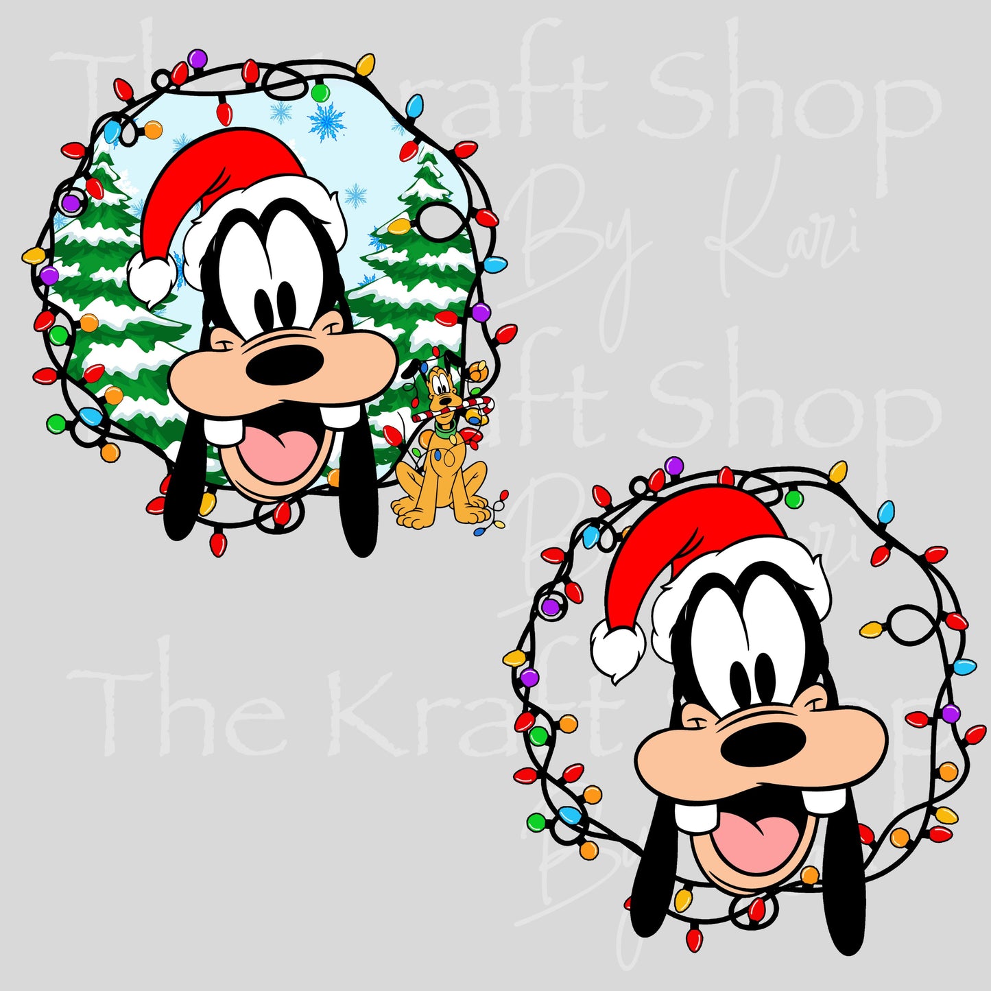 UV DTF Sticker print Christmas lights Goof and Plut decal, tumbler decal, permanent sticker. #7425