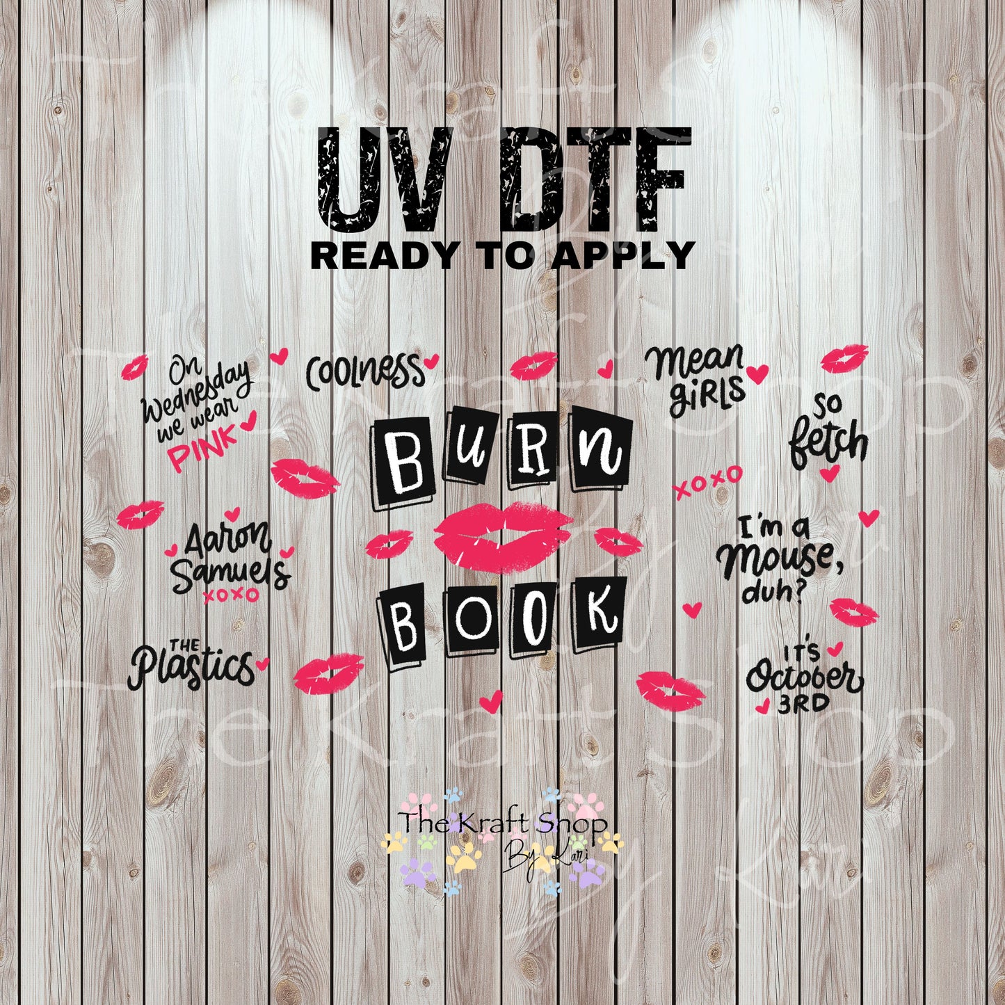 UV DTF Sticker print. Burn Book wrap or element decals tumbler decal. Glass can wrap.  #5422