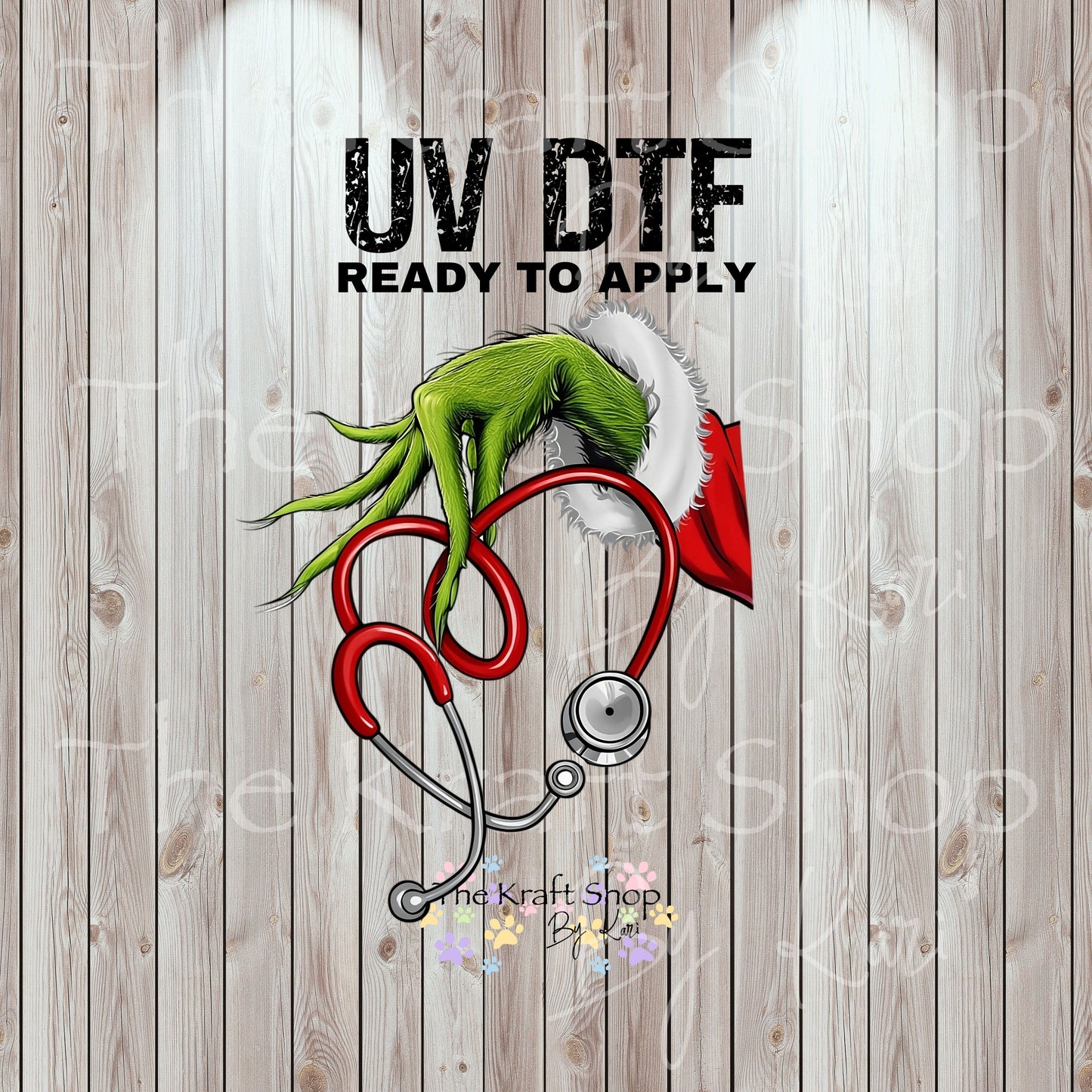 UV DTF Sticker prints. Green man stethoscope Merry Christmas decal, permanent sticker.  #7454