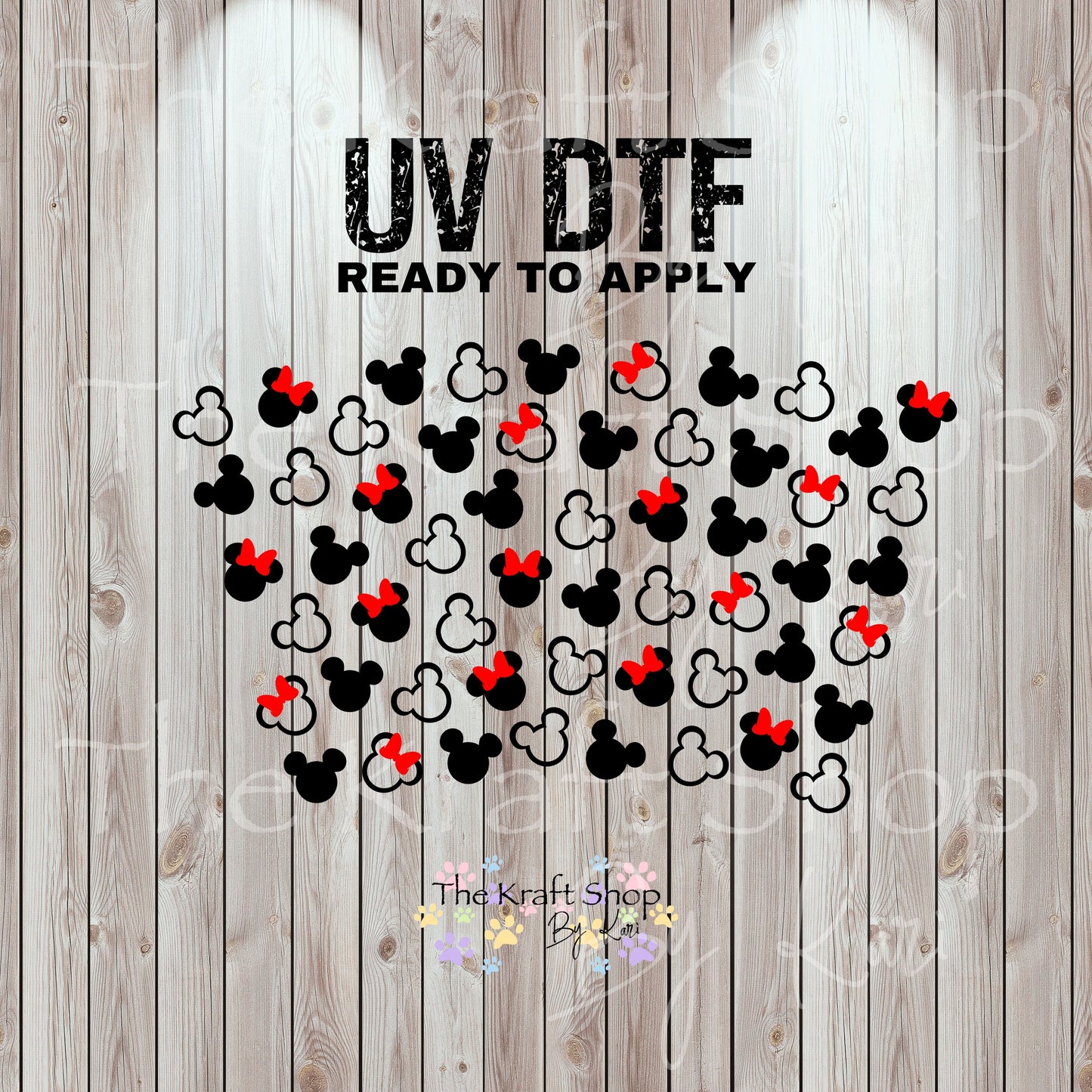 UV DTF Sticker print. Mick Minn heads black and red 24 oz tapered wrap or element sheet of decals for acrylic tumblers  #5459