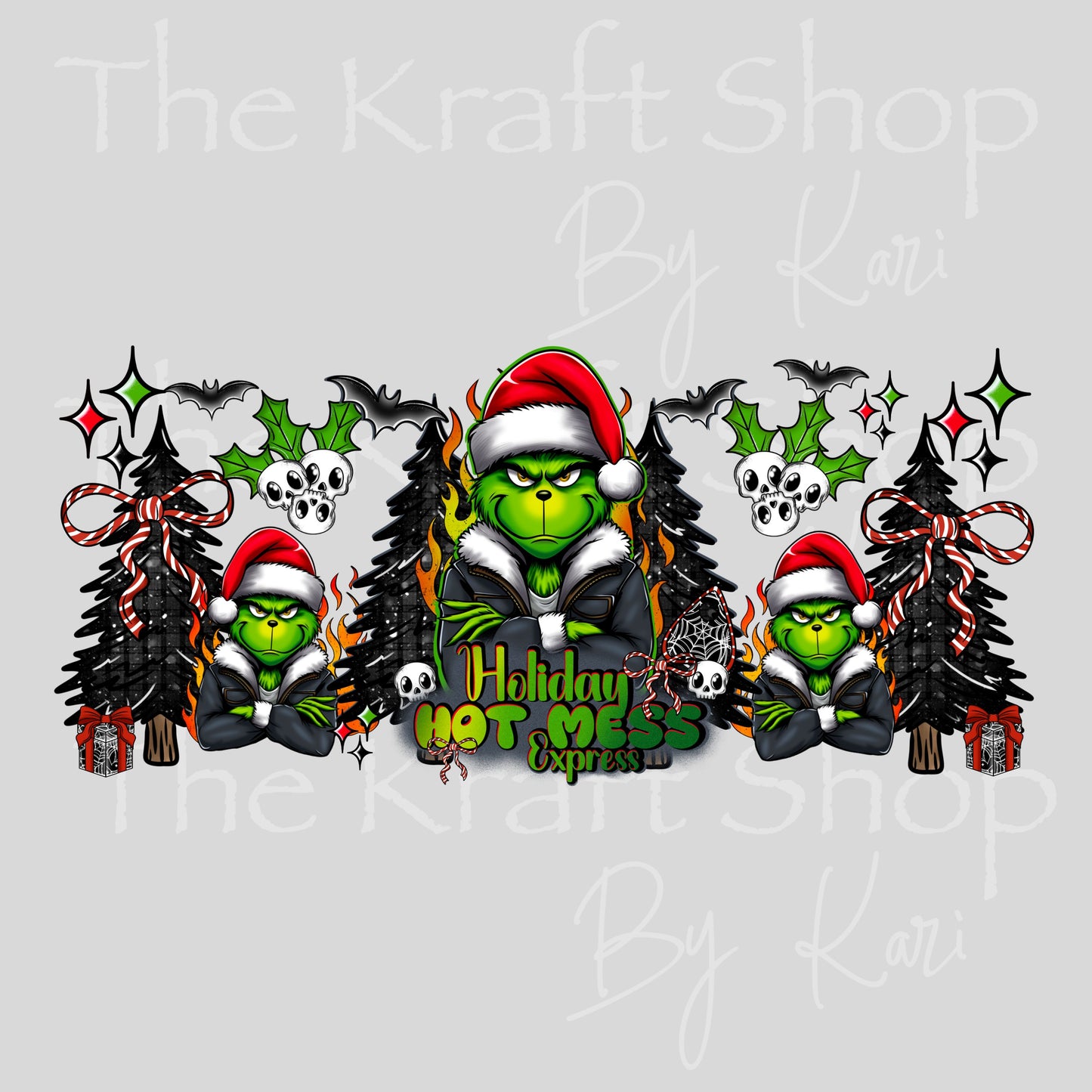UV DTF Sticker print. Holiday Hot Mess Express Green Man Wrap decals tumbler decal. Glass can wrap.  #5468
