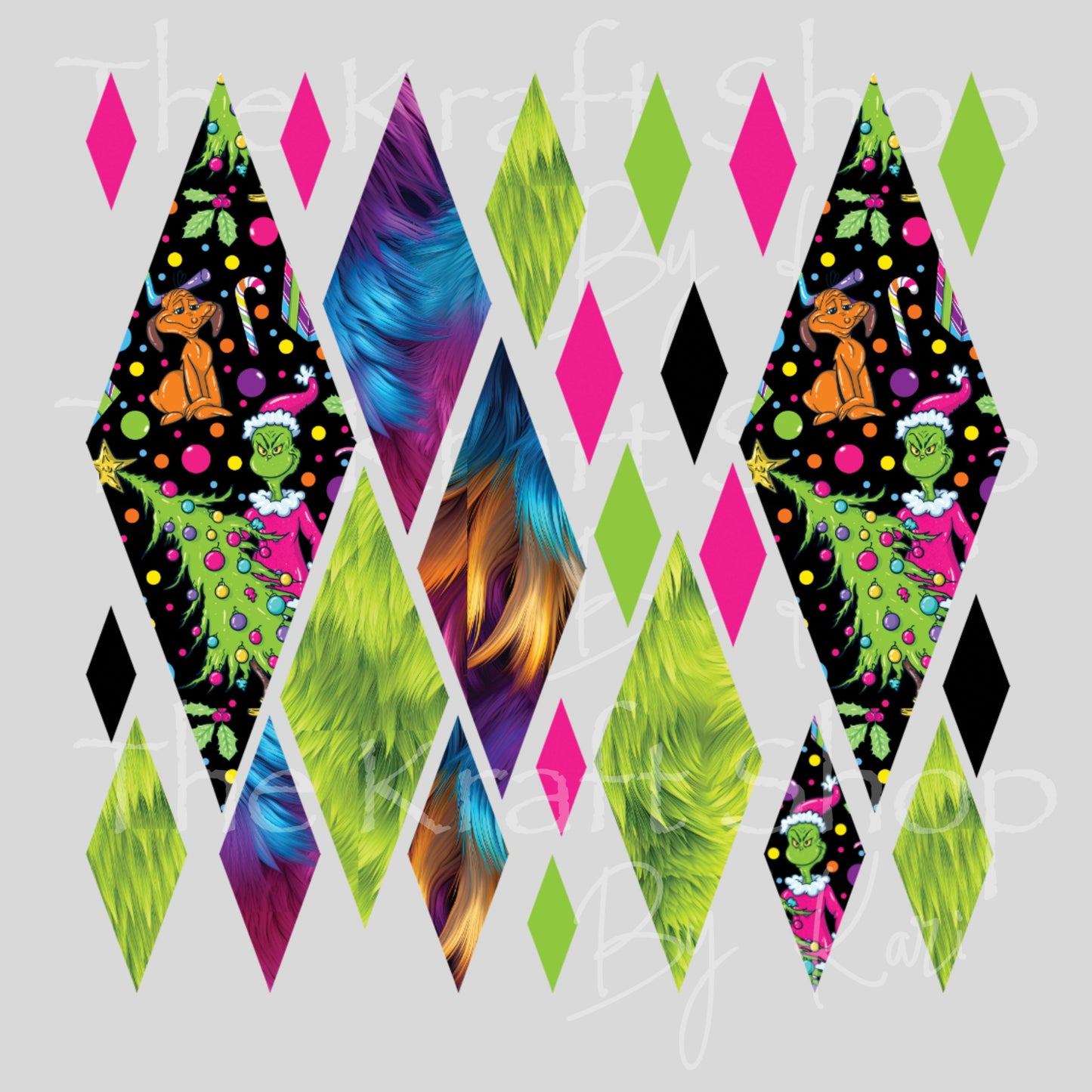 UV DTF Sticker print Bright Colored Diamond Grin Element Christmas mixed media bundle of decals Element sheet 10x10 decal #7525