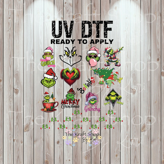 UV DTF Sticker print Grin Element Christmas 10x10 bundle of decals 2.5H each #7526