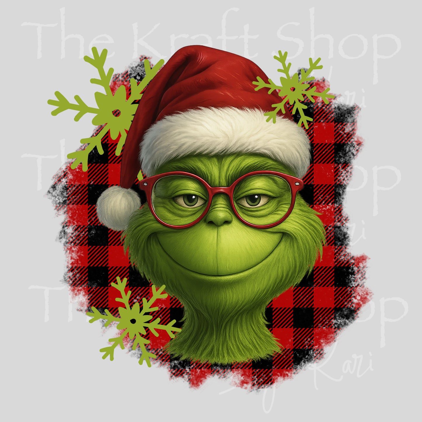 UV DTF Sticker print Buffalo Check Grin Christmas crochet decal, tumbler decal #7546