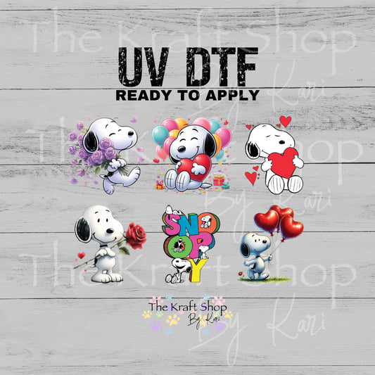 UV DTF Sticker print. Snoop Valentine's Day 6 pk 3.5H each #7637