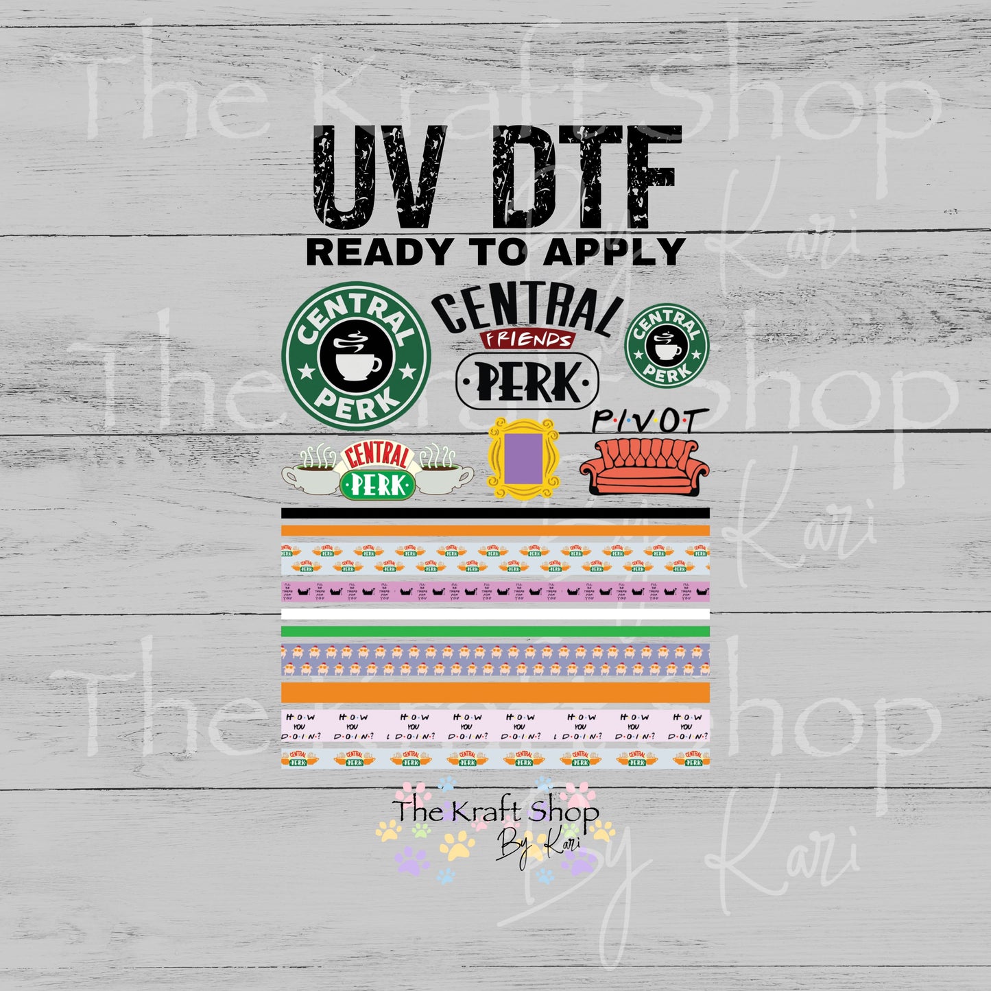 UV DTF Sticker print Friends bands mixed media bundle of band decals Element sheet 10x10 decal #10409