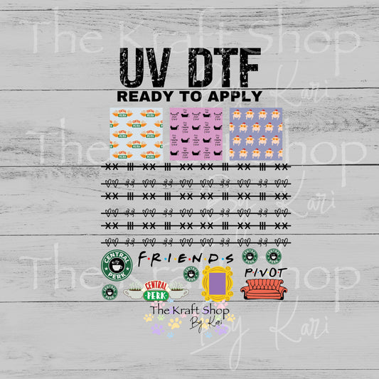 UV DTF Sticker print Patchwork Element Friends mixed media Element sheet 9x9 decal #10408