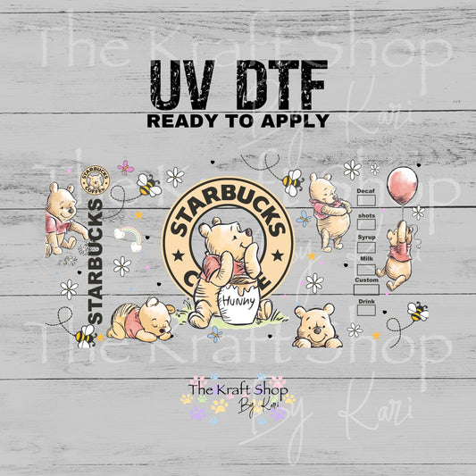 UV DTF Sticker print. Vintage Pooh Wrap decal, tumbler decal, permanent sticker #5501