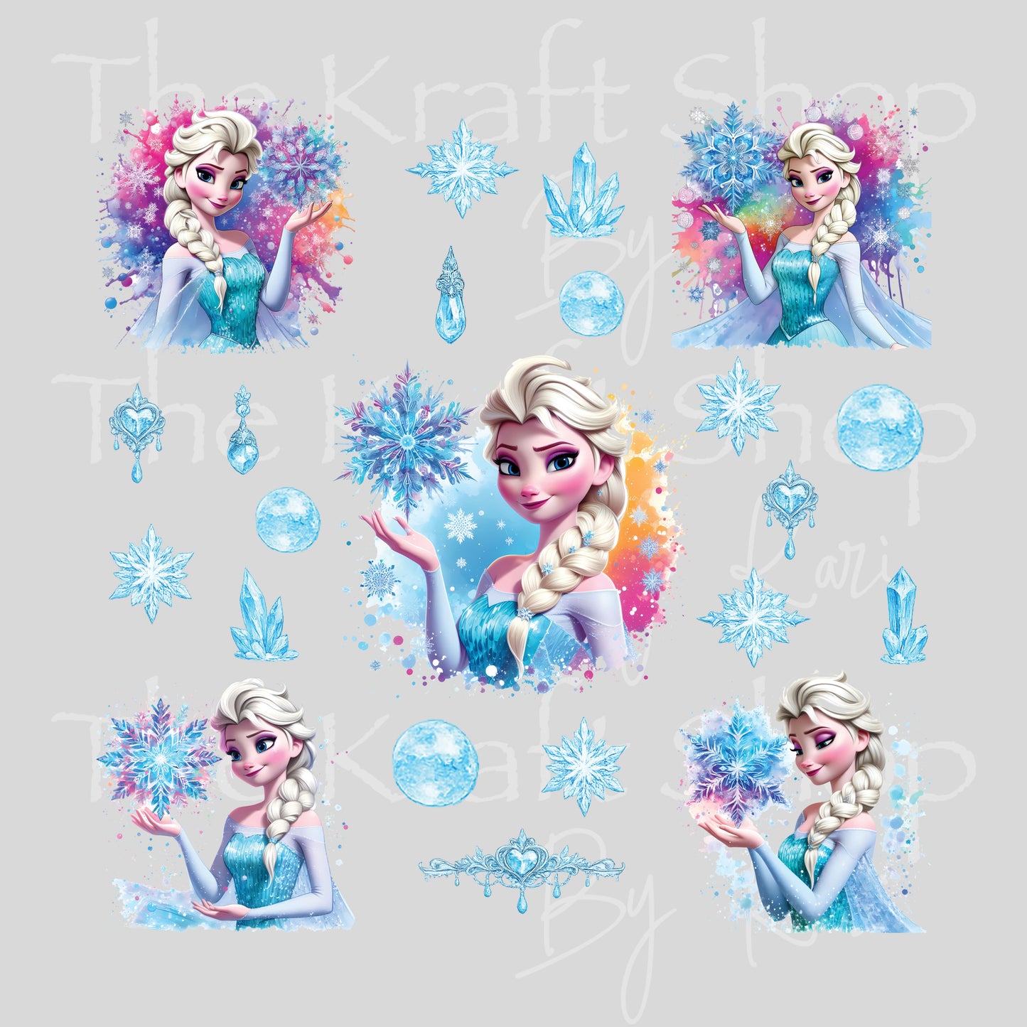 UV DTF Sticker print Princess E Frozen Element sheet 8x8 decal, tumbler decal, permanent sticker. #10414
