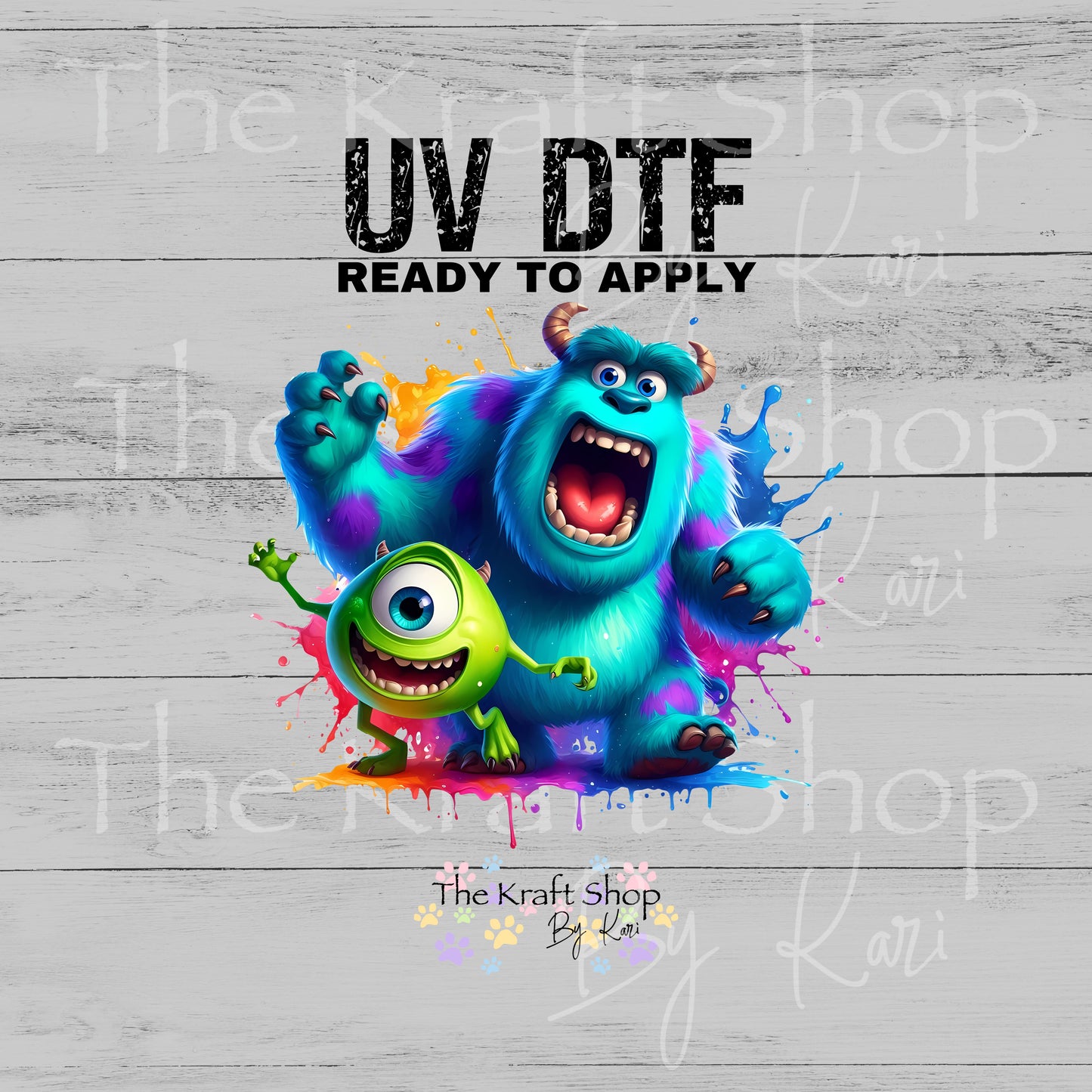 UV DTF Sticker print Monster splash Splatter paint decal, tumbler decal, permanent sticker.  #10415