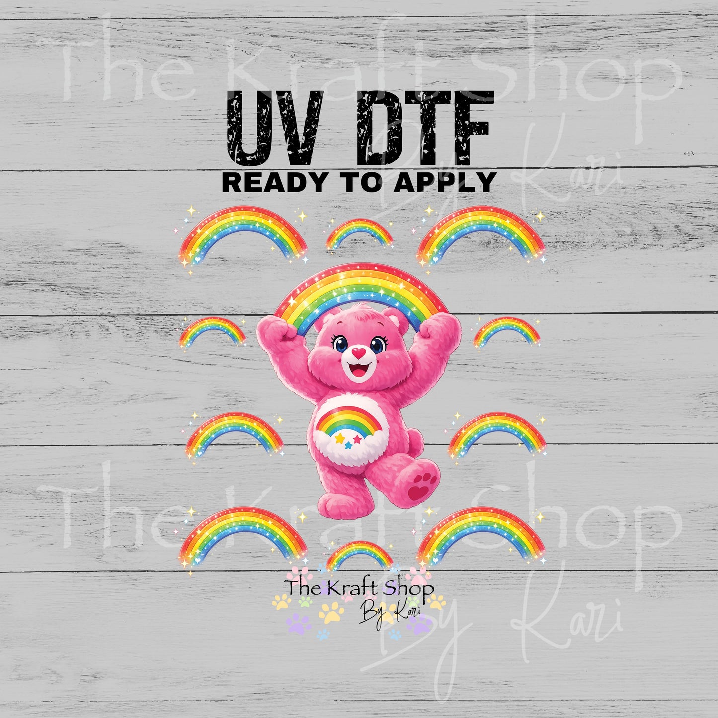 UV DTF Cheer Bear Element sheet decals, tumbler decal, permanent sticker. #10444