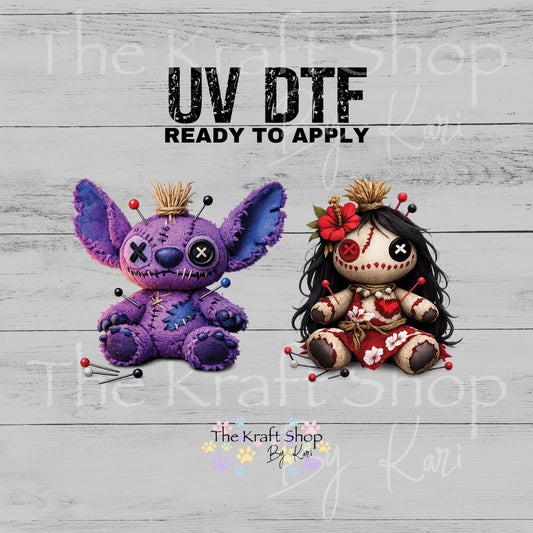 UV DTF Voodoo Stit Lilo sheet decals, tumbler decal, permanent sticker. #10446
