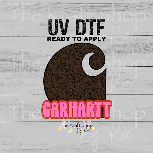 UV DTF Carh Swirl tooled Leather C retro vintage decal, tumbler decal, permanent sticker. #4700