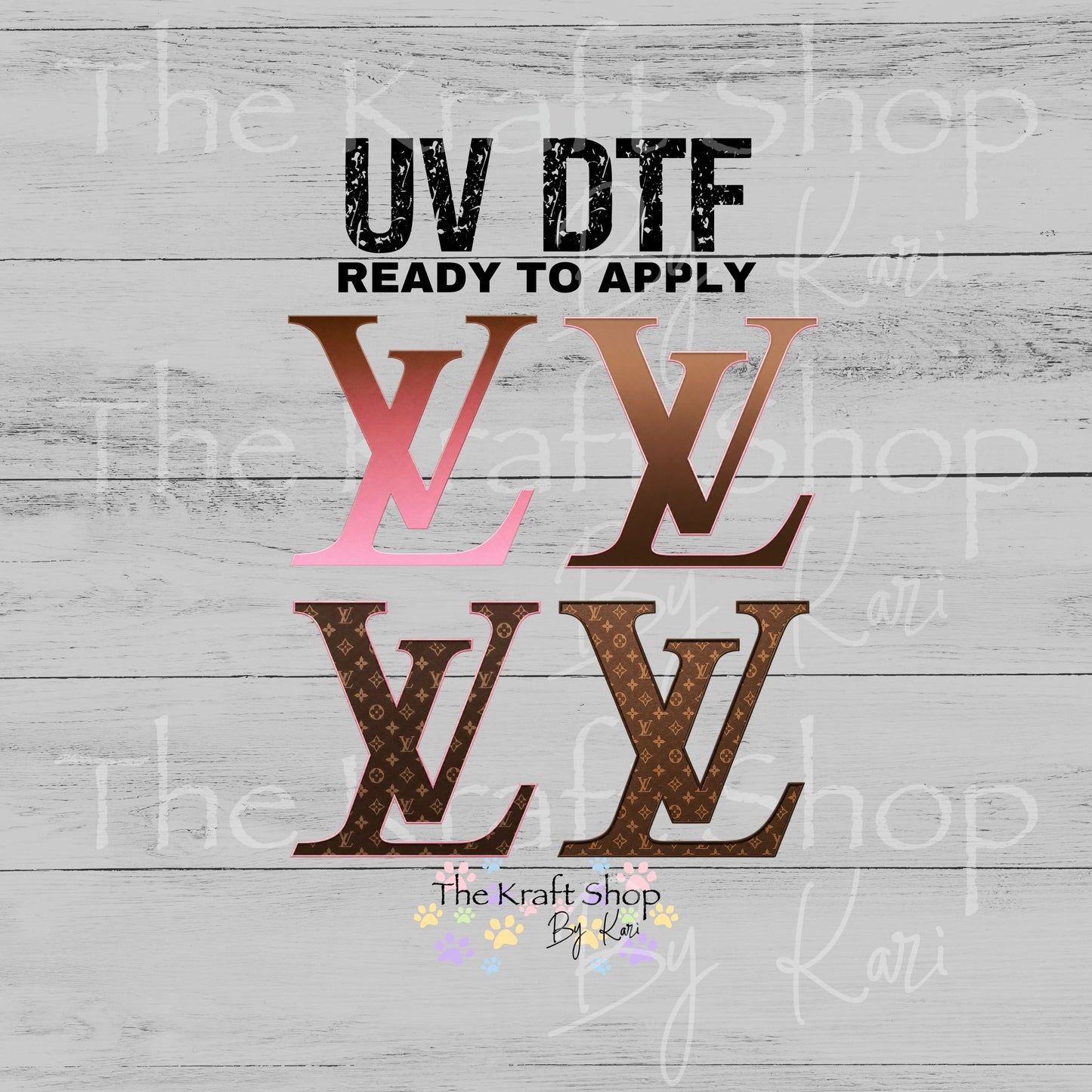 UV DTF LV ombre and patterned letters Element sheet of decal, tumbler decal, permanent sticker. #4708