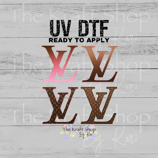 UV DTF LV ombre and patterned letters Element sheet of decal, tumbler decal, permanent sticker. #4708