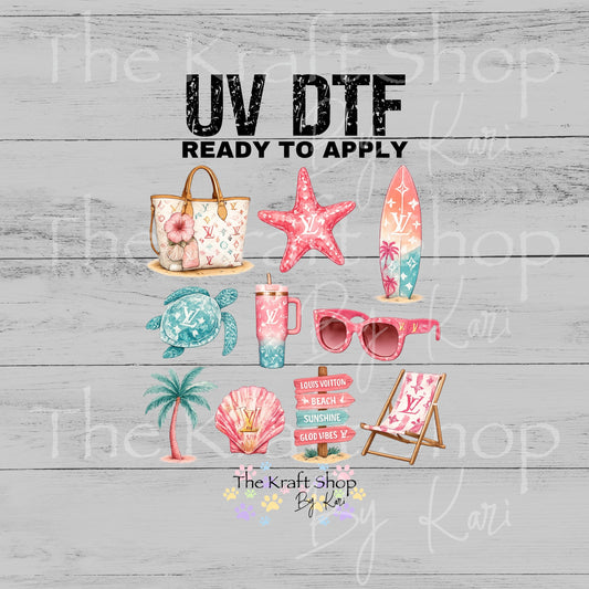 UV DTF Pink LV summer Element sheet 8x8 decal #10490