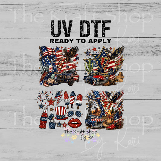 UV DTF Patriotic LV 4pk decals , permanent sticker.#10492
