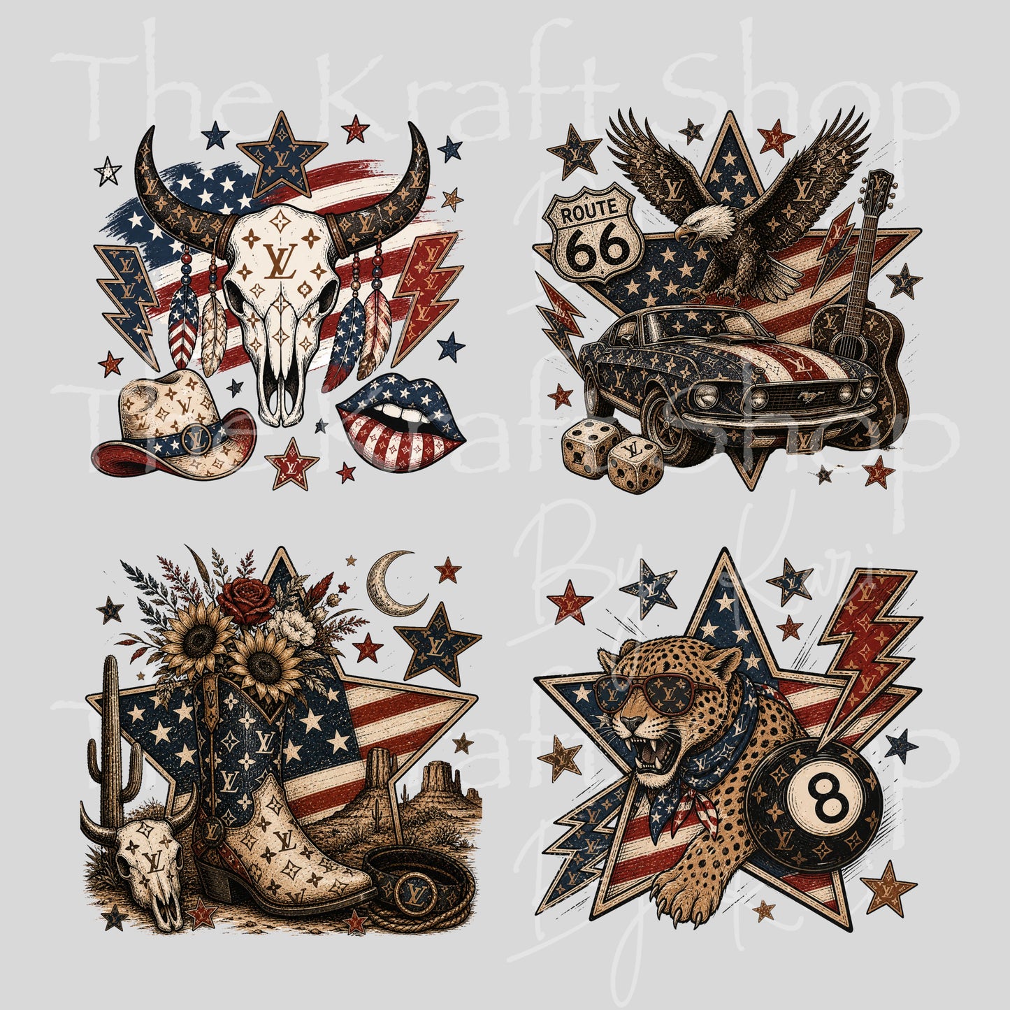 UV DTF Grunge Patriotic LV 4pk decals , permanent sticker.#10493