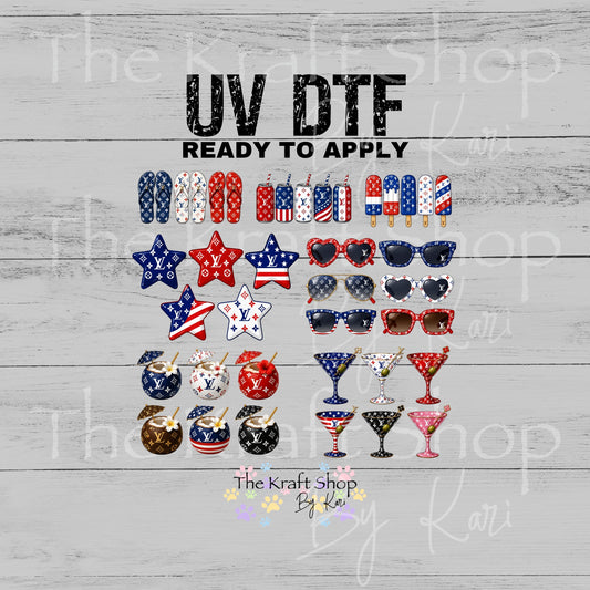 UV DTF Summer Essentials LV element bundle of decals sheet 10x10 decal #10494