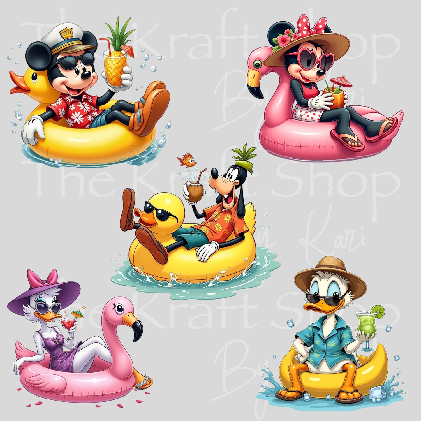 UV DTF Friends Floating on tubes for the summer sticker decal #10500
