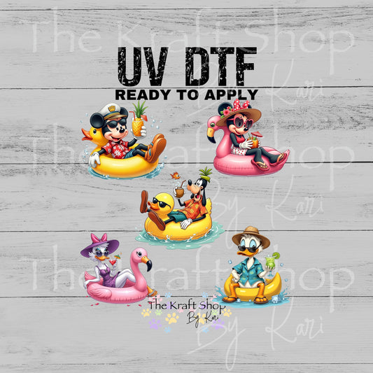 UV DTF Friends Floating on tubes for the summer sticker decal #10500