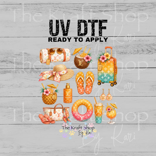 UV DTF Orange Summer LV Element sheet 8x8 decal #10505