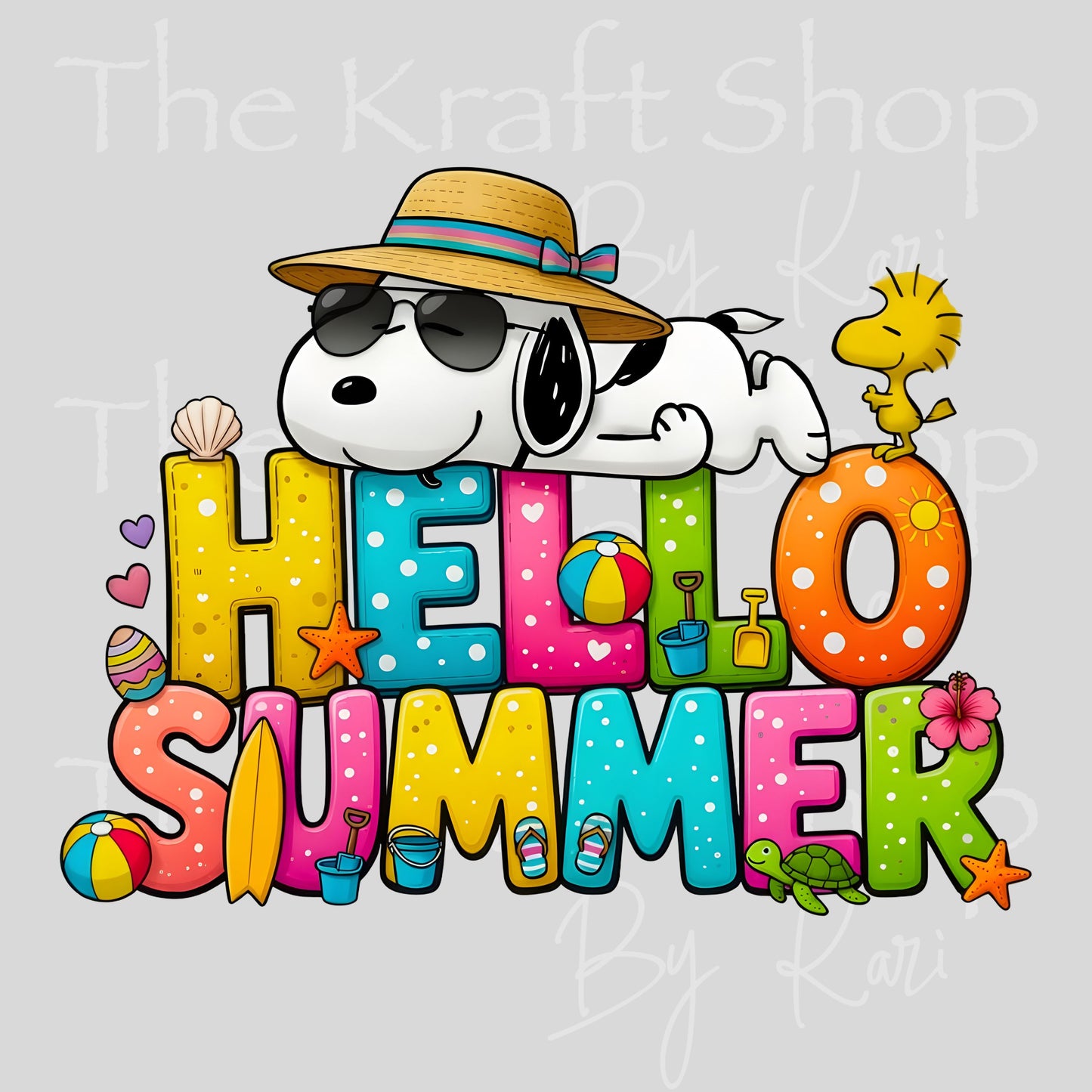 UV DTF Hello Summer Dog and Bird decal #4742