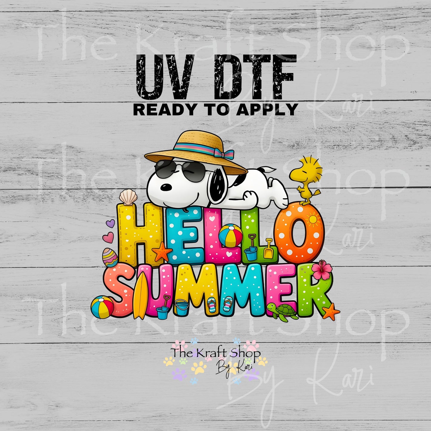UV DTF Hello Summer Dog and Bird decal #4742