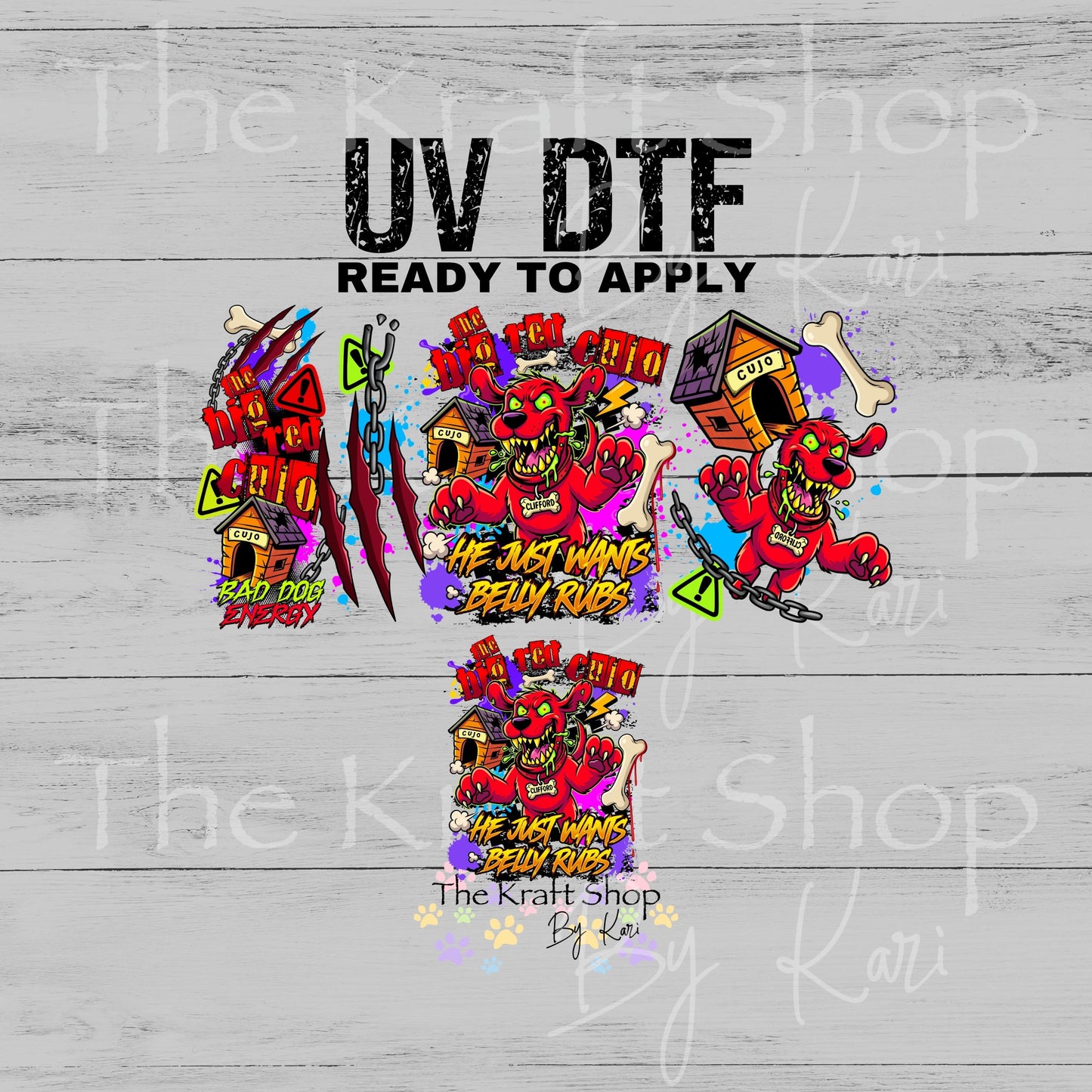 UV DTF Dark Clifford Glass can wrap decals #5549