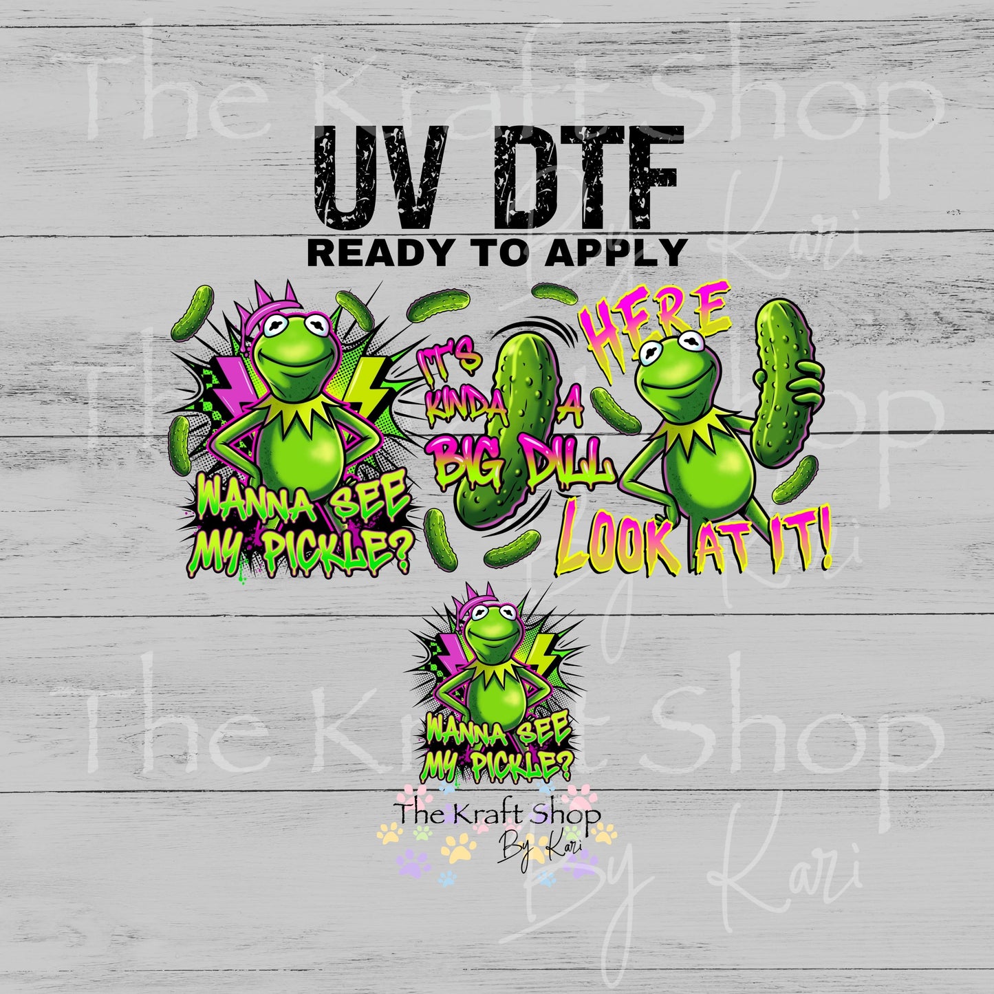UV DTF Frog Pickle Glass can wrap decals #5557