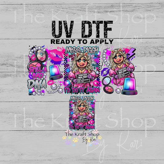 UV DTF Dark Miss P Glass can wrap decals #5553