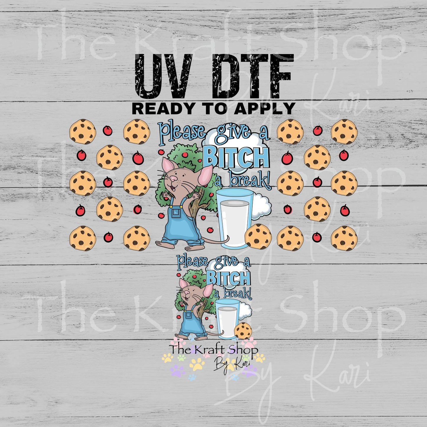 UV DTF Please Mouse Glass can wrap decals #5558
