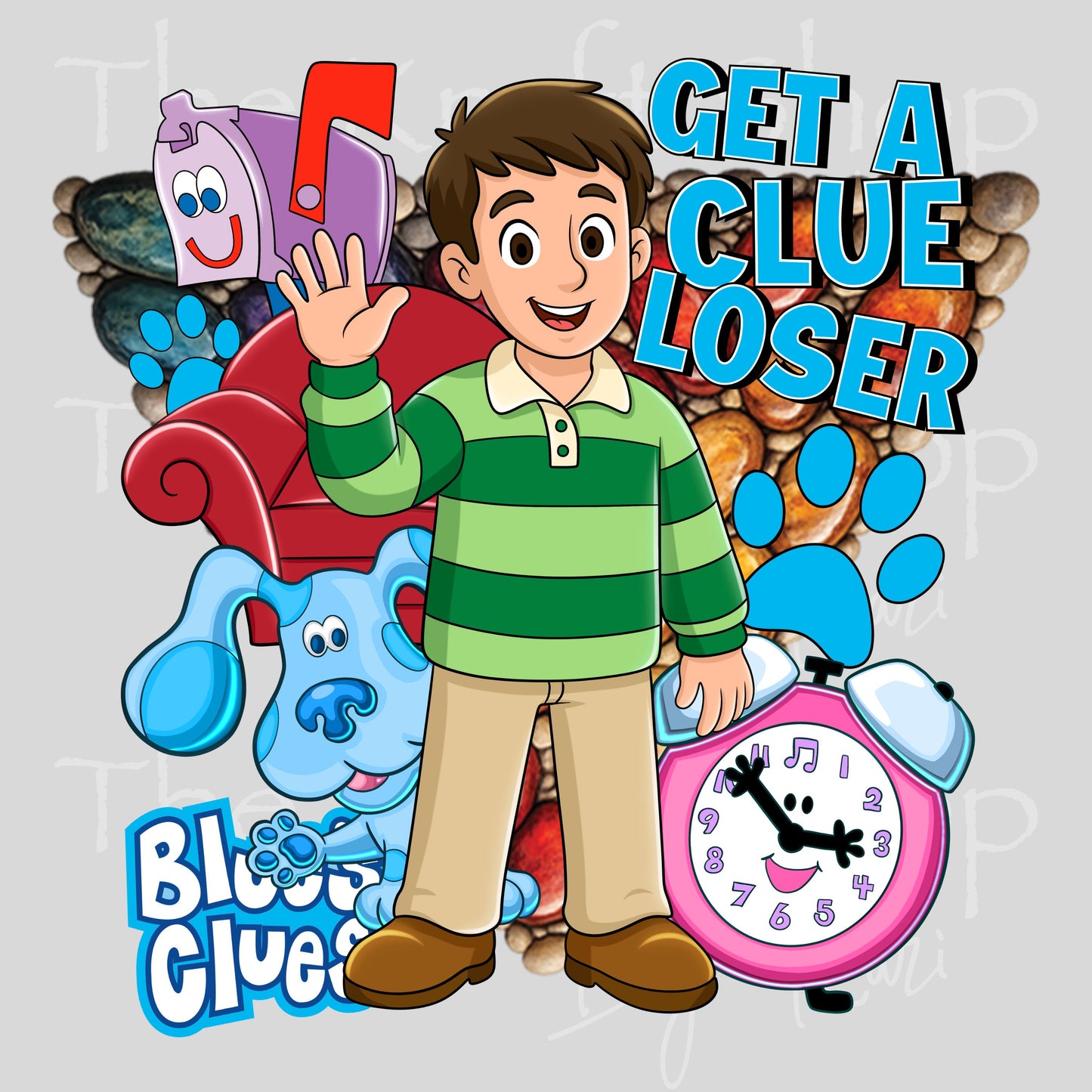 UV DTF Blue Get In Loser Glass can wrap decals #5546