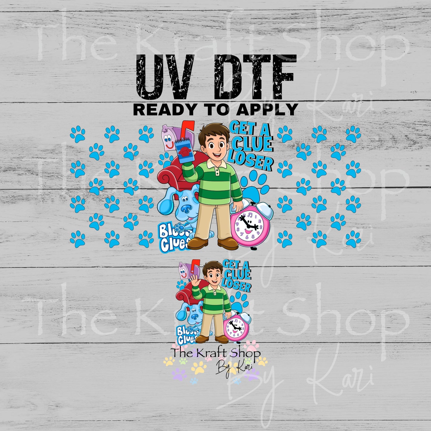 UV DTF Blue Get In Loser Glass can wrap decals #5546