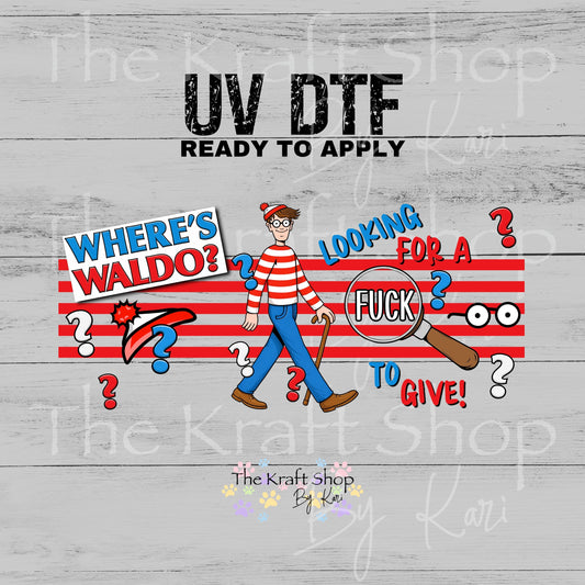 UV DTF Where's W Glass can wrap decals #5550